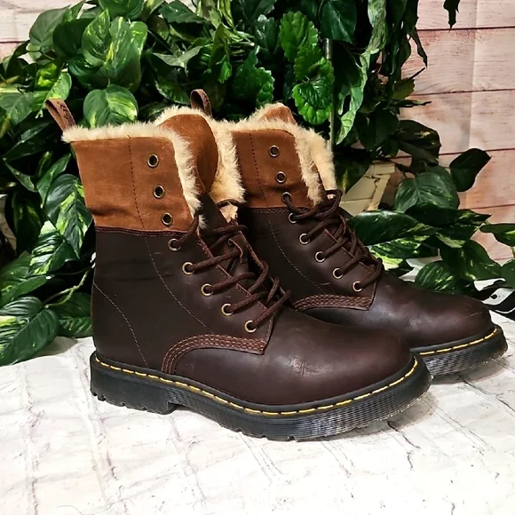 Martens 1460 Kolbert Wintergrip Brown Faux Fur-Lined Lace-Up